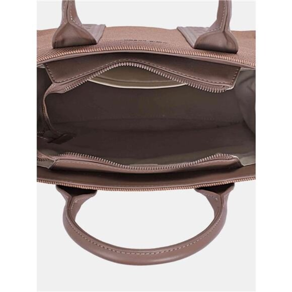 David Jones Canvas Tote Handbag with Contrast Leather Handles - Picture 2 of 10